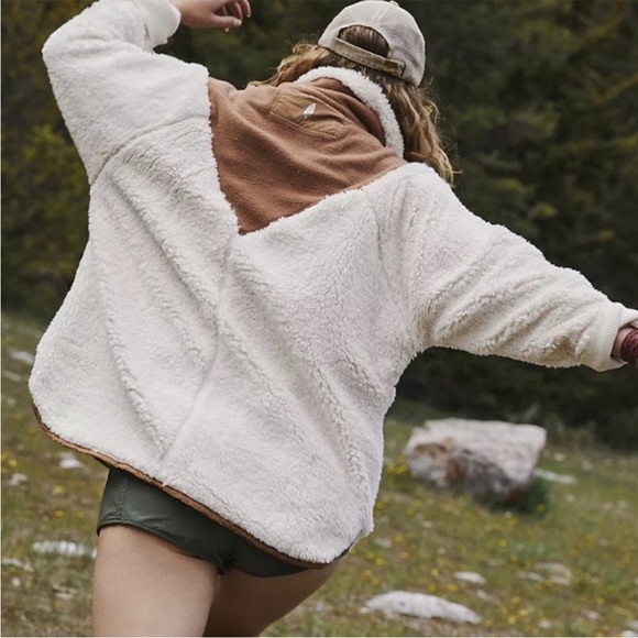 Free People Movement Fall To Rise Fleece Quarter Snap Pullover Fleece Brown NWOT - Picture 3 of 16